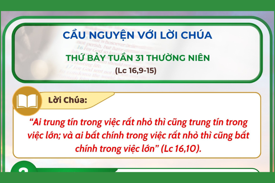 Cầu nguyện với Lời Chúa - Thứ Bảy tuần 31 thường niên