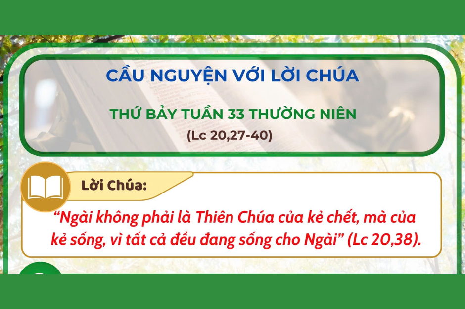 Cầu nguyện với Lời Chúa - Thứ Bảy tuần 33 thường niên