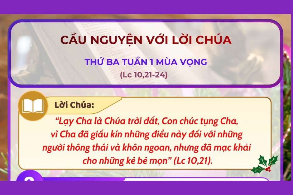 Cầu nguyện với Lời Chúa - Thứ Ba tuần 1 Mùa Vọng