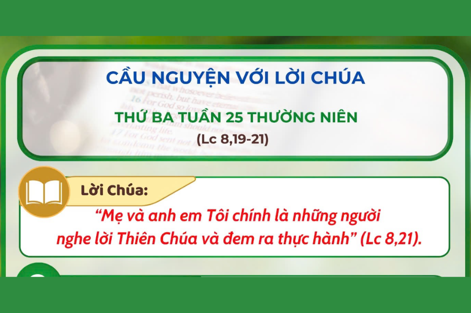 Cầu nguyện với Lời Chúa - Thứ Ba tuần 25 thường niên