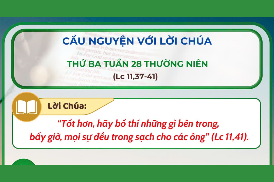 Cầu nguyện với Lời Chúa - Thứ Ba tuần 28 thường niên