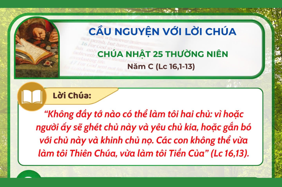 Cầu nguyện với Lời Chúa - Chúa Nhật 25 thường niên năm C