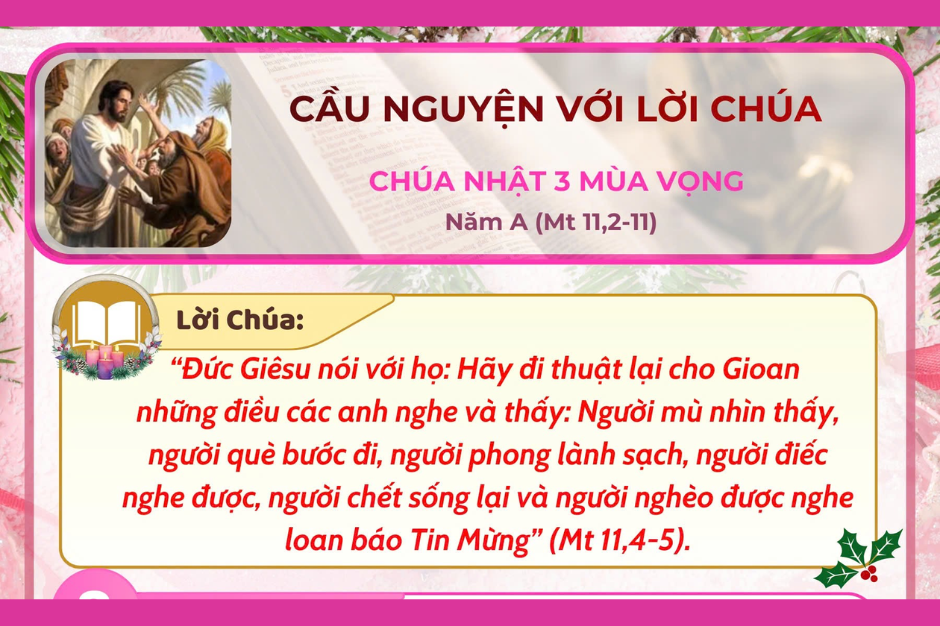 Cầu nguyện với Lời Chúa - Chúa Nhật tuần 3 Mùa Vọng - Năm A