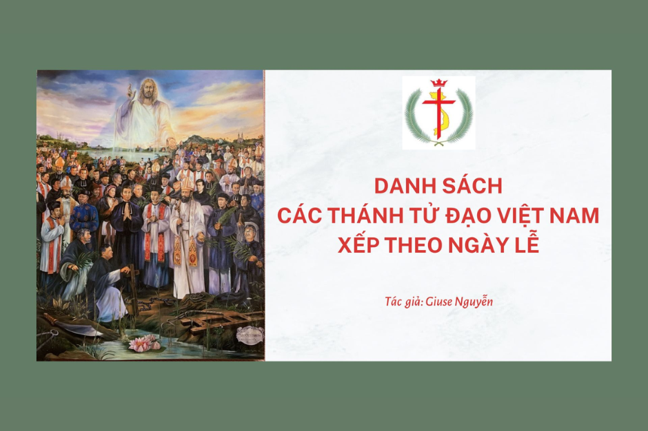 Danh sách Các Thánh Tử Đạo Việt Nam xếp theo ngày lễ