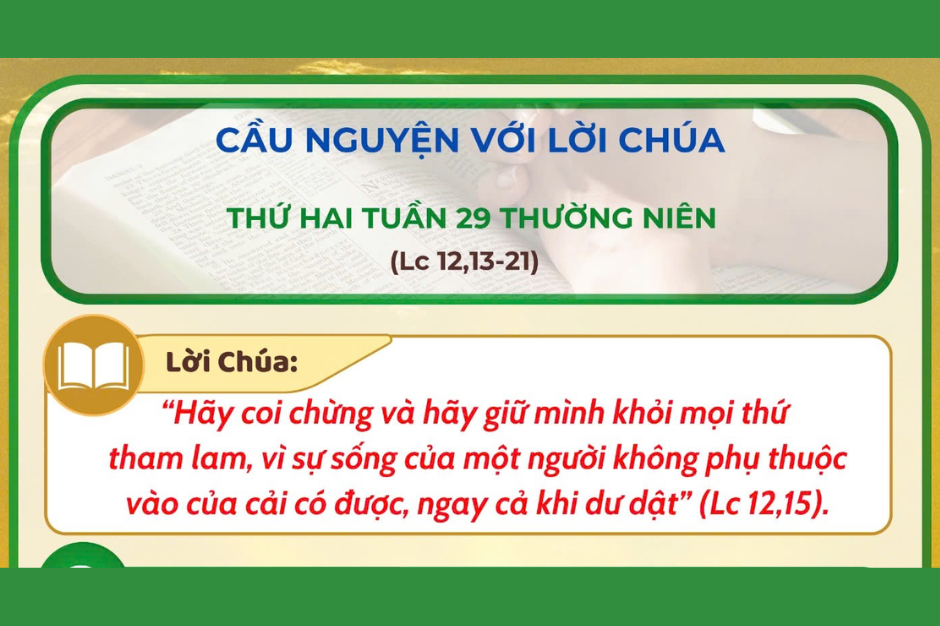 Cầu nguyện với Lời Chúa - Thứ Hai tuần 29 thường niên