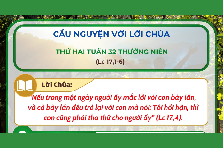 Cầu nguyện với Lời Chúa - Thứ Hai tuần 32 thường niên