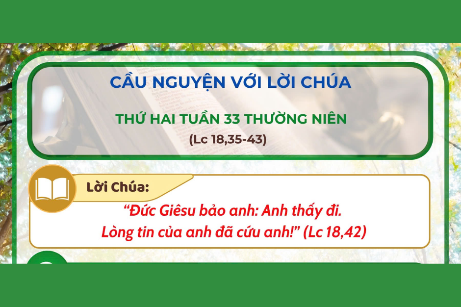 Cầu nguyện với Lời Chúa - Thứ Hai tuần 33 thường niên