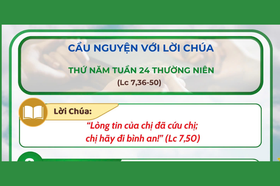 Cầu nguyện với Lời Chúa - Thứ Năm tuần 24 thường niên