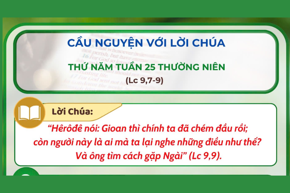 Cầu nguyện với Lời Chúa - Thứ Năm tuần 25 thường niên