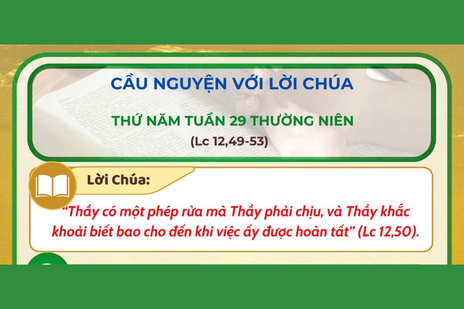 Cầu nguyện với Lời Chúa - Thứ Năm tuần 29 thường niên