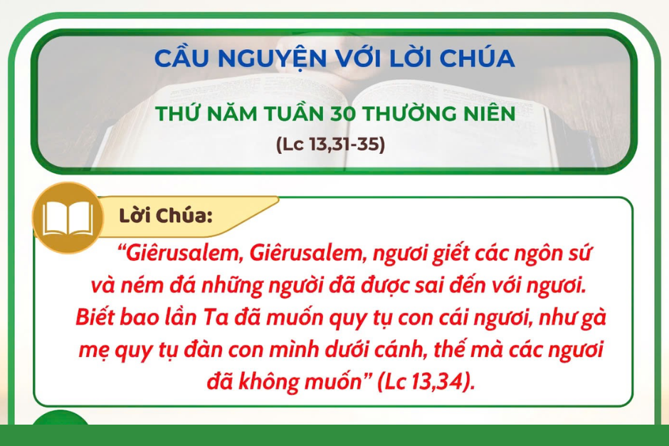 Cầu nguyện với Lời Chúa - Thứ Năm tuần 30 thường niên
