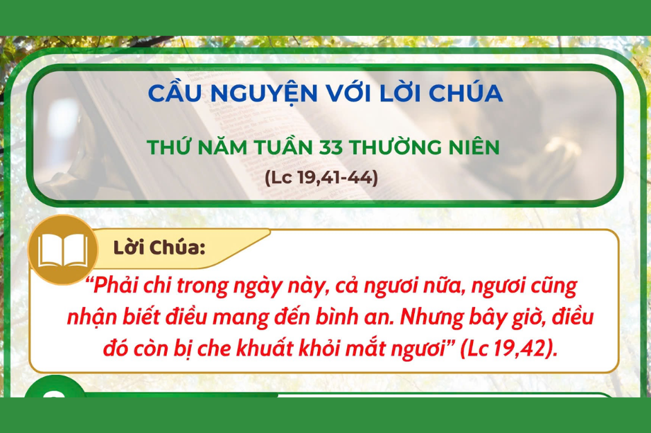 Cầu nguyện với Lời Chúa - Thứ Năm tuần 33 thường niên