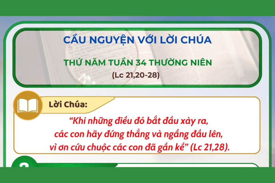 Cầu nguyện với Lời Chúa - Thứ Năm tuần 34 thường niên
