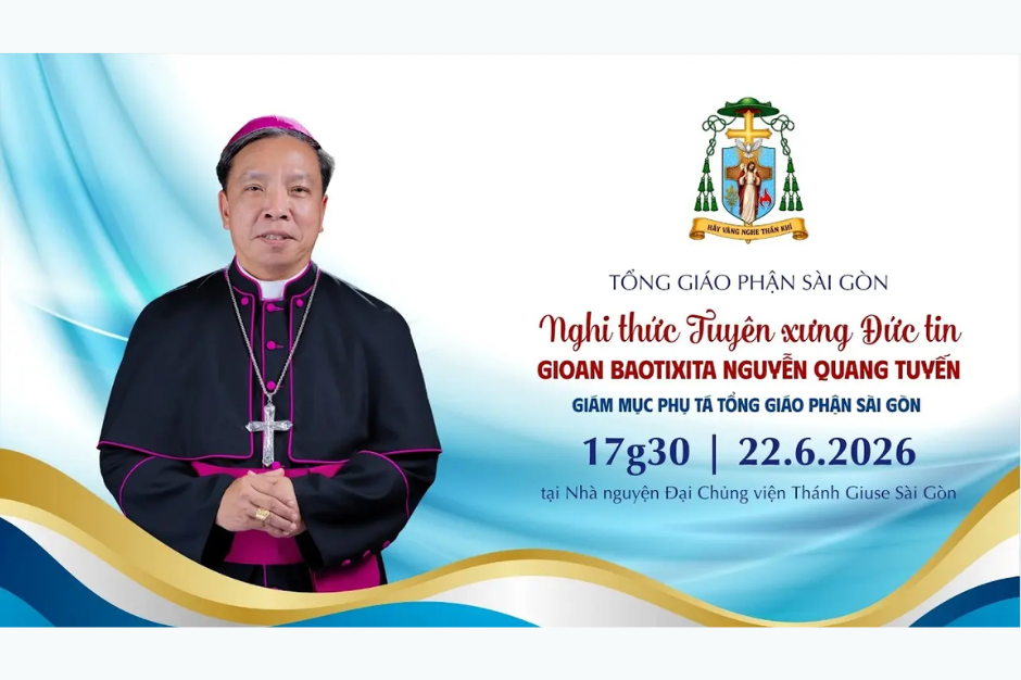 Trực tiếp Nghi thức Tuyên xưng Đức tin của Đức Giám mục tân cử Gioan Baotixita Nguyễn Quang Tuyến lúc 17g30 ngày 22/06/2026