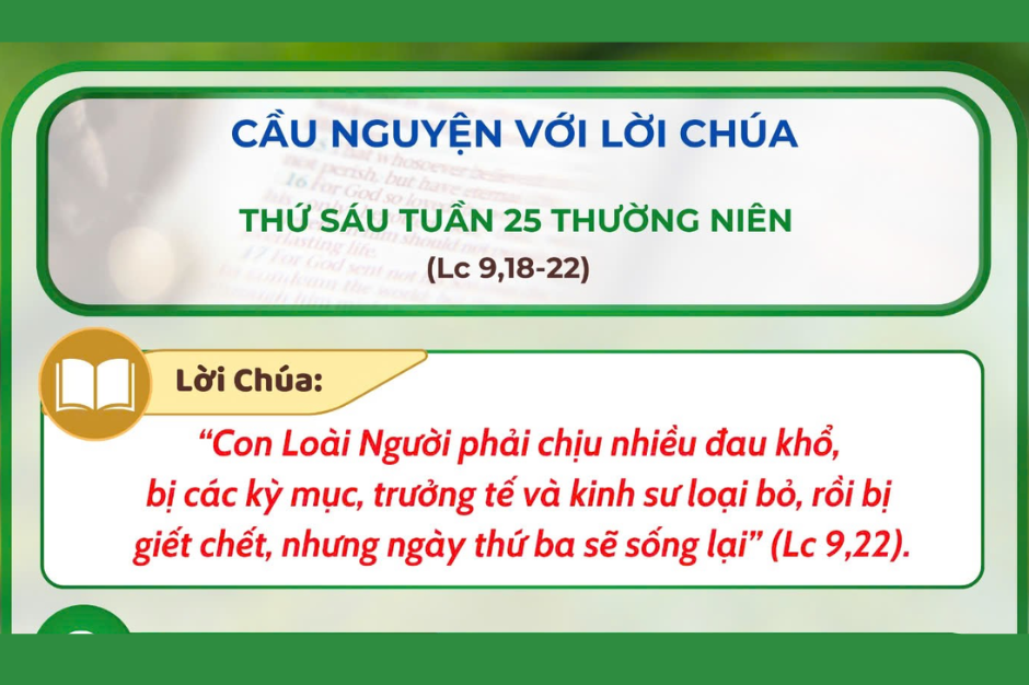 Cầu nguyện với Lời Chúa - Thứ Sáu tuần 25 thường niên