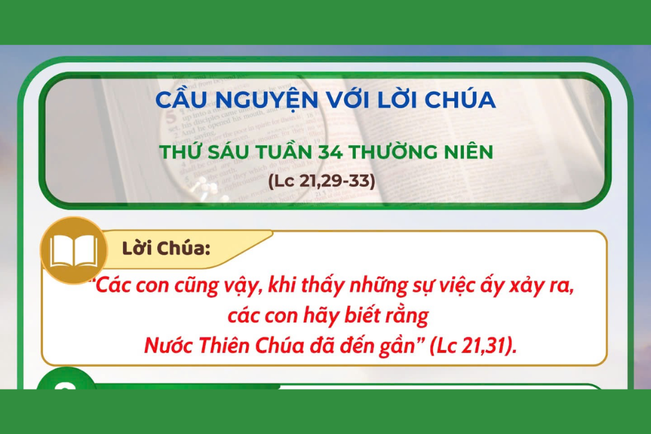 Cầu nguyện với Lời Chúa - Thứ Sáu tuần 34 thường niên