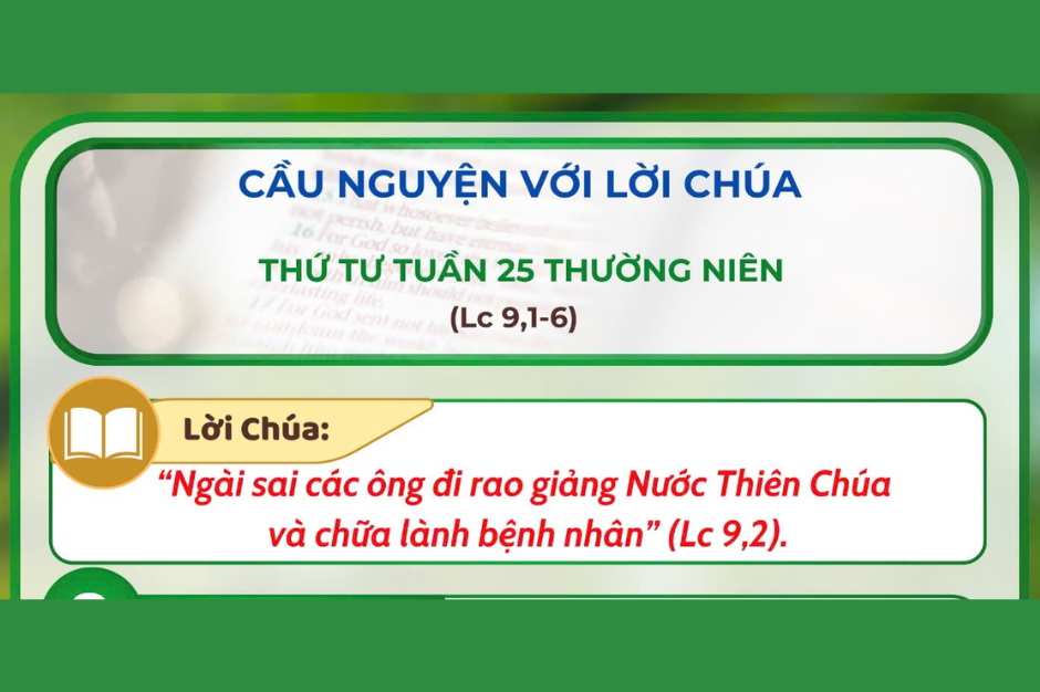 Cầu nguyện với Lời Chúa - Thứ Tư tuần 25 thường niên