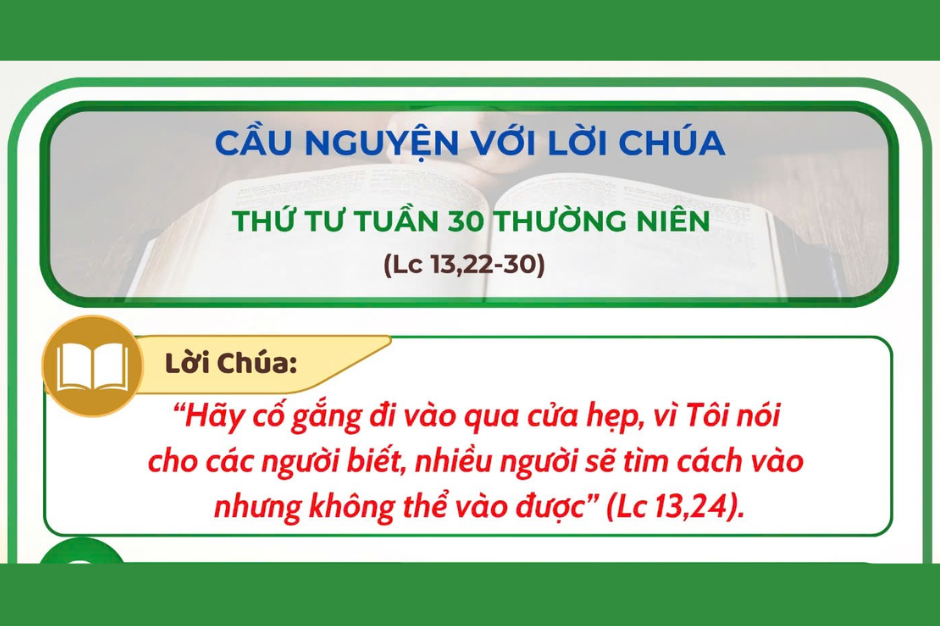Cầu nguyện với Lời Chúa - Thứ Tư tuần 30 thường niên