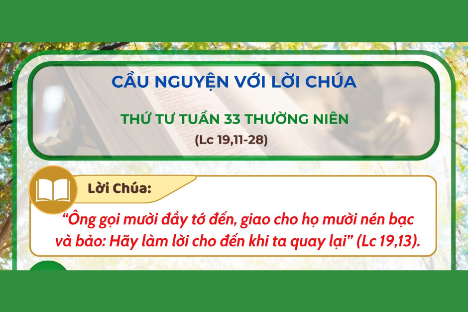 Cầu nguyện với Lời Chúa - Thứ Tư tuần 33 thường niên
