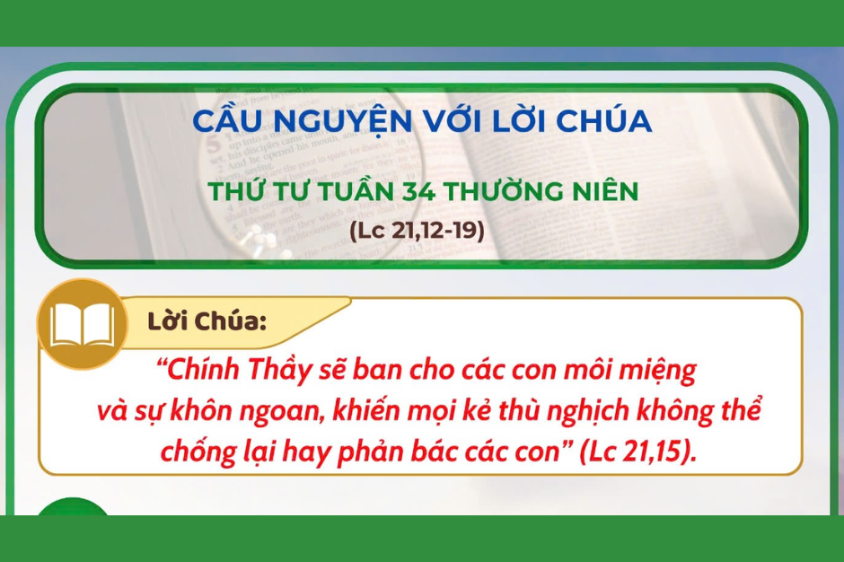 Cầu nguyện với Lời Chúa - Thứ Tư tuần 34 thường niên