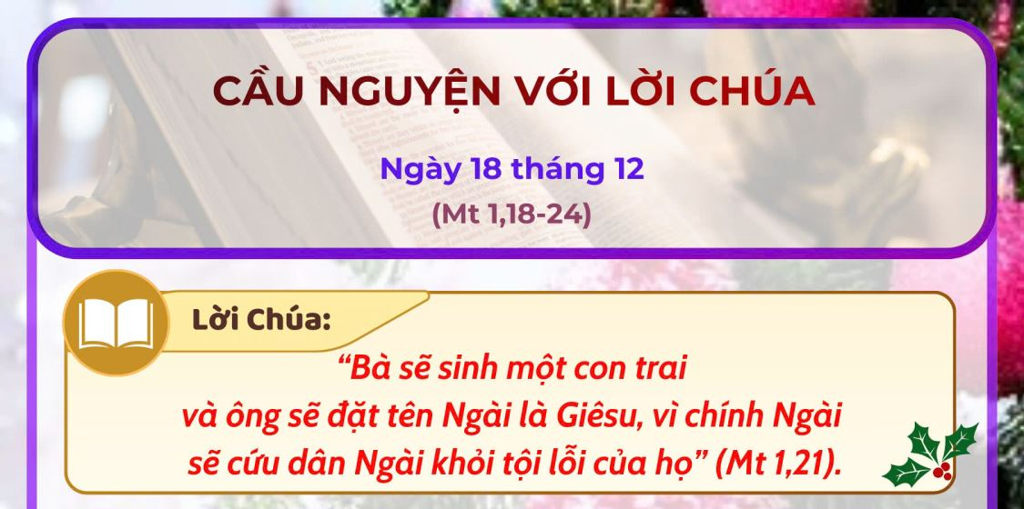 Cầu nguyện với Lời Chúa: Ngày 18 tháng 12